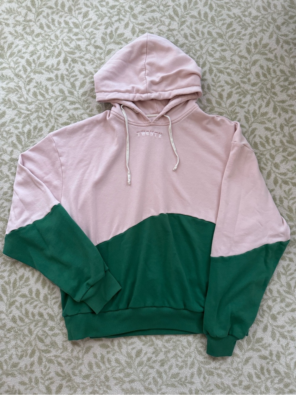 Twenty Montreal Pink and Green Colorblock Oversized Hoodie Size XXL 2XL
